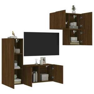 vidaXL 4 darab barna tölgyszínű szerelt fa falra szerelhető TV-bútor kép