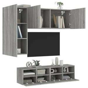 vidaXL 4 darab szürke sonoma színű szerelt fa fali TV-bútor kép