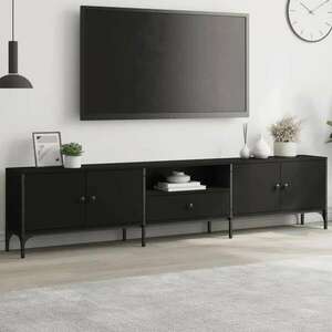vidaXL fekete szerelt fa TV-szekrény fiókkal 200 x 25 x 44 cm kép