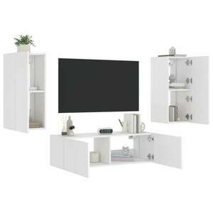 vidaXL 3 darab fehér falra szerelhető TV-szekrény LED-del kép