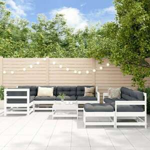 vidaXL 10 részes fehér tömör fenyőfa kerti ülőgarnitúra kép