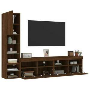 vidaXL 4 darab barna tölgyszínű szerelt fa TV-bútor LED-del kép