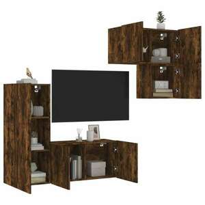 vidaXL 4 darab füstös tölgy színű szerelt fa TV-bútor kép