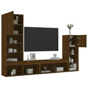 vidaXL 4 darab barna tölgyszínű szerelt fa TV-bútor LED-del kép