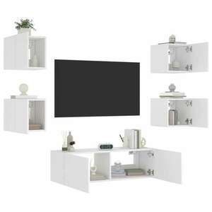 vidaXL 5 darab fehér falra szerelhető TV-szekrény LED-del kép