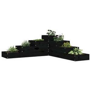 vidaXL fekete 4 szintes tömör fenyőfa kerti virágtartó 106x104, 5x36 cm kép