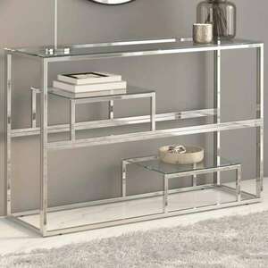 vidaXL ezüstszínű rozsdamentes acél és edzett üveg tálalóasztal kép