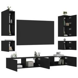 vidaXL 6 darab fekete falra szerelhető TV-szekrény LED-del kép