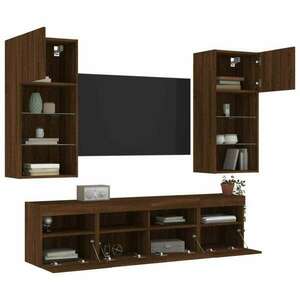 vidaXL 5 darab barna tölgyszínű szerelt fa TV-bútor LED-del kép