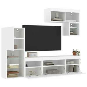 vidaXL 6 darab fehér szerelt fa fali TV-bútor LED-del kép