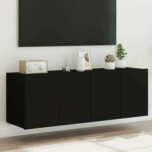 vidaXL 2 db fekete falra szerelhető TV-szekrény LED-del 60x35x41 cm kép