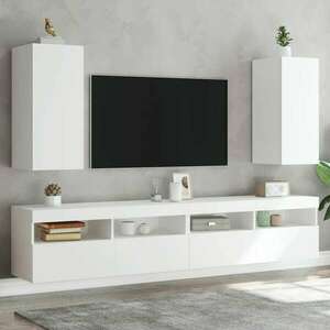 vidaXL 2 db fehér falra szerelhető TV-szekrény LED-ekkel 30, 5x35x70 cm kép