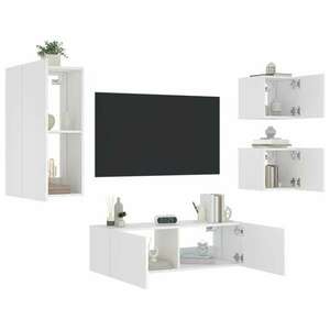 vidaXL 4 darab fehér falra szerelhető TV-szekrény LED-del kép
