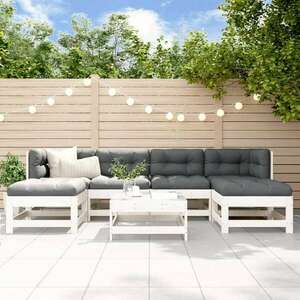 vidaXL 7 részes fehér tömör fenyőfa kerti ülőgarnitúra kép