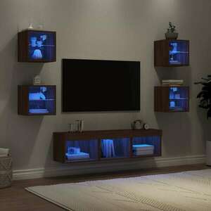 vidaXL 7 darab barna tölgyszínű szerelt fa TV-bútor LED-del kép