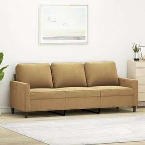 vidaXL 3 személyes barna bársony kanapé 180 cm kép