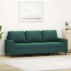 vidaXL 3 személyes sötétszöld bársony kanapé 180 cm kép