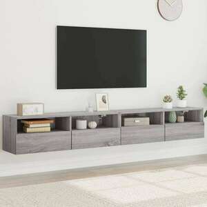 vidaXL 2 db szürke -tölgyszín szerelt fa fali TV-szekrény 100x30x30 cm kép