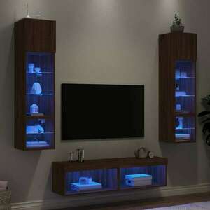 vidaXL 6 darab barna tölgyszínű szerelt fa TV-bútor LED-del kép