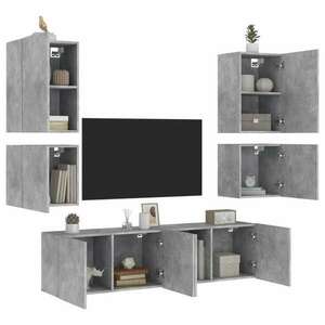 vidaXL 6 darab betonszürke szerelt fa fali TV-bútor kép