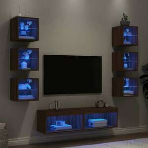 vidaXL 8 darab barna tölgyszínű szerelt fa TV-bútor LED-del kép