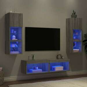 vidaXL 6 darab szürke sonoma színű szerelt fa fali TV-bútor LED-del kép