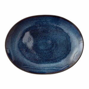 Fekete-kék agyagkerámia szervírozó tányér 22.5x30 cm Mensa – Bitz kép