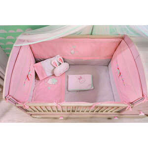 Baby Girl (80 x 130) Baba ágyneműhuzat szett Rózsaszín szürke fehér kép