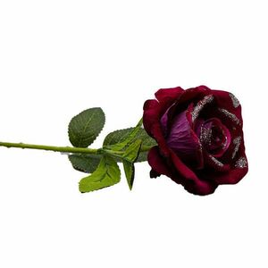 Bársony tapintású lila-bordó csillámos rózsa kép