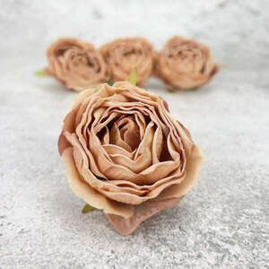 Százlevelű rózsa fej - vintage barna 4db/csomag kép