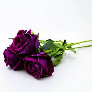 Bársony tapintású lila-bordó rózsa 50cm kép