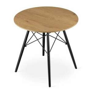 Skandináv stílusú asztal, Artool, kerek, MDF és fa, natúr, 80x75 cm kép