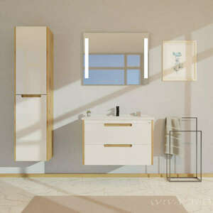 TMP GOLDY 75 fali függesztett fürdőszobabútor 75 cm porcelán mosd... kép