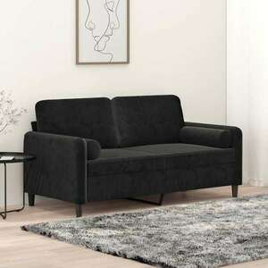 vidaXL 2 személyes fekete bársony kanapé díszpárnákkal 140 cm kép