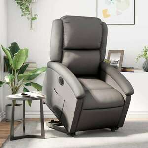 vidaXL szürke valódi bőr felállást segítő elektromos dönthető fotel kép