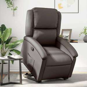 vidaXL barna valódi bőr felállást segítő dönthető fotel kép