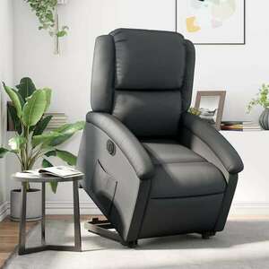 vidaXL fekete valódi bőr felállást segítő elektromos dönthető fotel kép