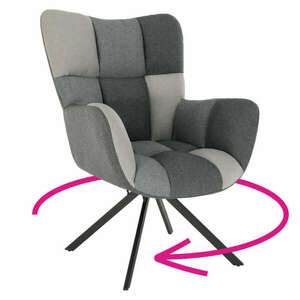 Dizájnos forgó fotel, patchwork/fekete, KOMODO kép