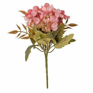 5 ágú hortenzia selyemvirág csokor, 24cm magas - Rózsaszín kép