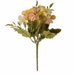 5 ágú hortenzia selyemvirág csokor, 24cm magas - Krémes barna kép