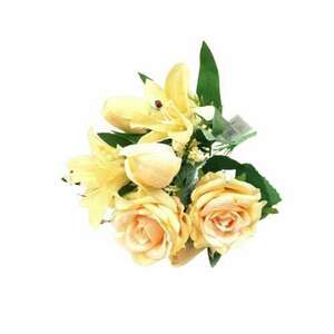 Liliom rózsa csokor 33 cm sárga kép