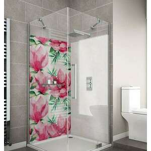 Wallplex fürdőszobai dekorpanel Egzotikus virágok akvarell 120 x... kép