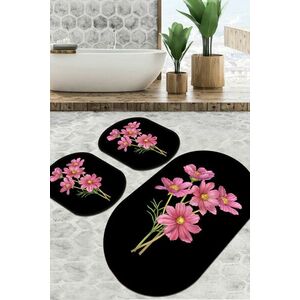 Sitivo Djt Fürdőszoba szőnyeg szett (3 darab) Fekete rózsaszín zöld kép