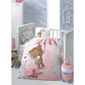 Ton Ton Ranforce Baby ágyneműhuzat szett Fehér rózsaszínbarna kép