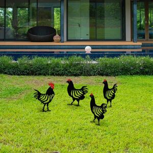 Chicken Family 4 darabos Kerti dekoráció Fekete kép