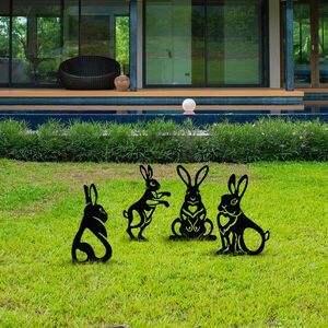 Rabbits 4 darab Kerti dekoráció Fekete kép