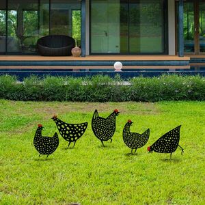 Chickens 5 darabos Kerti dekoráció Fekete kép