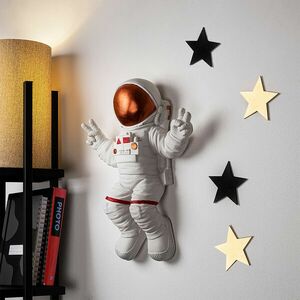 Peace Sign Astronaut - 3 Fali dekoráció 35x10x47 Fehér-Bronz kép