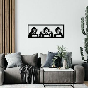 Three Monkeys-L Fali fém dekoráció 100x36 Fekete kép