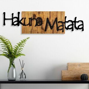 Hakuna Matata 4 Fa fali dekoráció 108x3x30 Fekete-Dió kép
